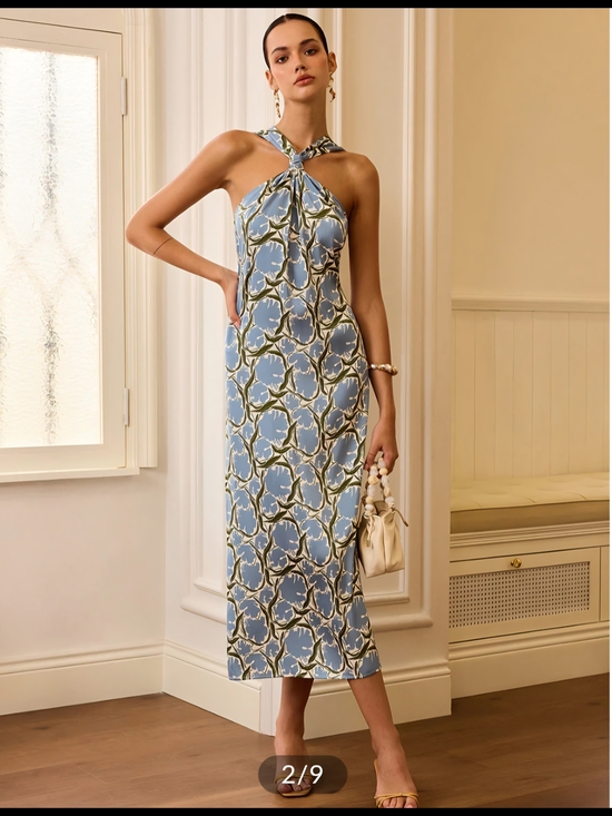 Commense Dresses & Skirts - Halter Neck Floral Print Midi Dress